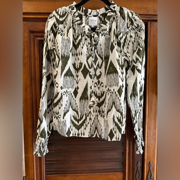 Misa LA  Evienne Tiered Green Top and White Mini Skirt SIZE MEDIUM - Picture 4 of 4